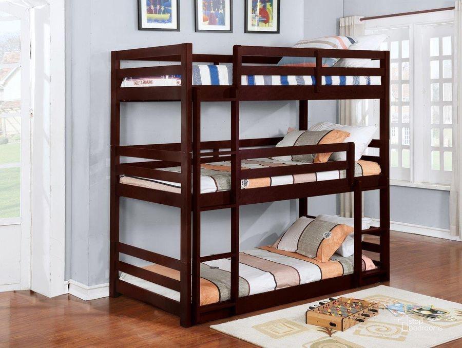 Triple Bunk Bed with 2 ladders in Espresso